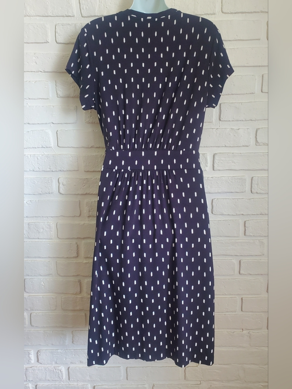 Ann Taylor Midi Wrap Dress Black And White Print Short Sleeves Size 8 - Picture 10 of 15